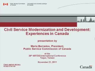 38th ARTDO Conference ---Civil Service Modernization and Development: Experiences in Canada