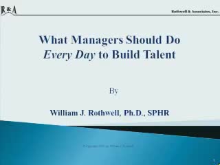 38th ARTDO Conference ---What Managers Should Do Every Day to Build Talent